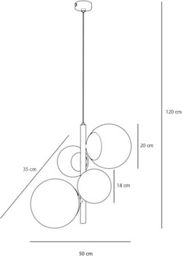 ALDEX Hanglamp Joel, messing/wit, 4-lamps