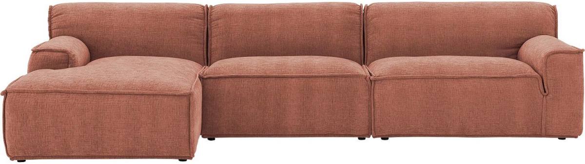 Goossens Excellent Elementenbank Sens roze, stof, 1,5-zits, urban industrieel met chaise longue links