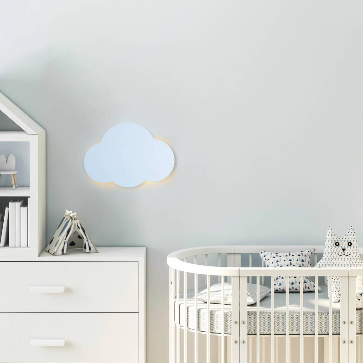 TK Lighting Wandlamp Cloud, blauw, staal, indirect licht, 38 x 27 cm