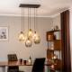 TK Lighting Hanglamp Elio, glas, bruin/helder/grijs, rechthoek 6-lamps