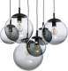 TK Lighting Hanglamp Esme, glas, grafiet-transparant, 6-lamps, rechthoekig