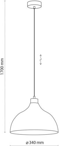 Envostar hanglamp Kaitt, houtdetail, Ø 34 cm, baksteenrood