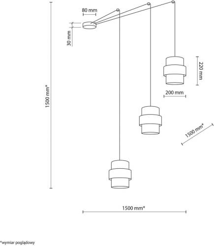 TK Lighting Hanglamp Calisto, Jute, naturel bruin, 3-lamps, decentraal