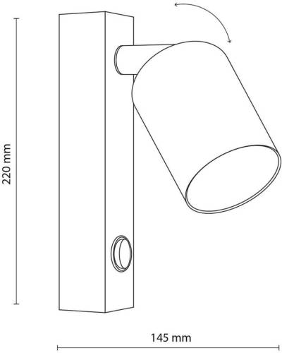 TK Lighting Wandspot Top, verstelbaar, schakelaar, bruin, 1-lamp