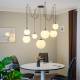 TK Lighting Hanglamp Esme, opaalglas, 7-lamps, gedecentraliseerd