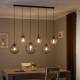 TK Lighting Hanglamp Esme, glas, grafiet-transparant, 6-lamps, lineair