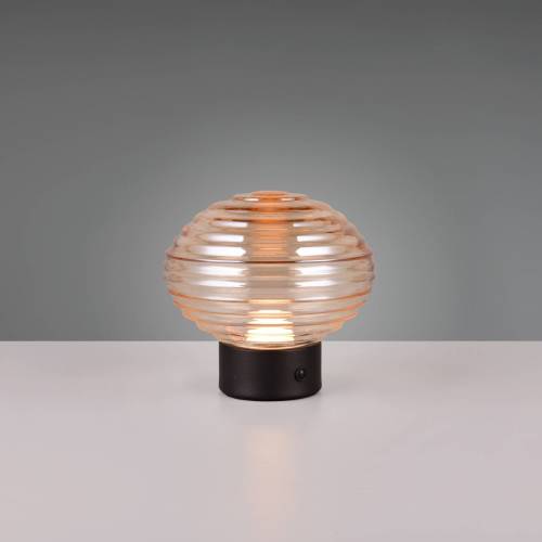 Reality Leuchten Earl LED tafellamp, zwart/oranje, hoogte 14,5 cm, glas