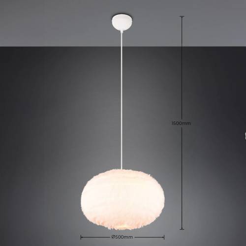 Reality Leuchten Harige hanglamp, Ø 50 cm, zandkleurig, synthetisch pluche