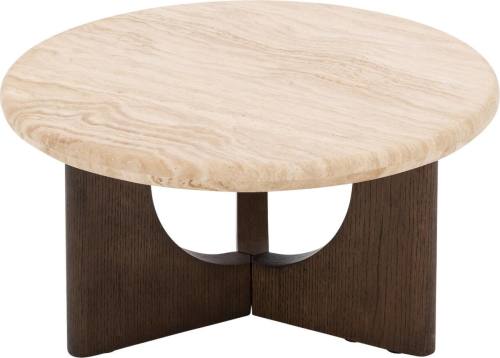 Goossens Salontafel Sisu, travertine bruin, modern design, 67 x 33 x 67 cm