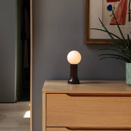 Tala tafellamp Shore, glas, E27 LED lamp Globe, bruin