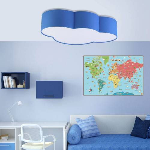 TK Lighting Plafondlamp Cloud, textiel, 62 x 45 cm, blauw