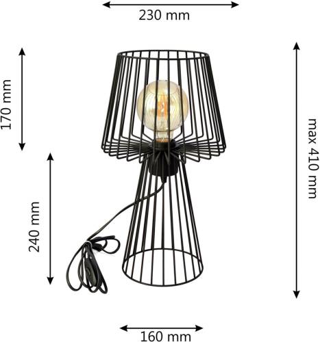 HELAM Torri Mix tafellamp, zwart, 41 cm, metaal