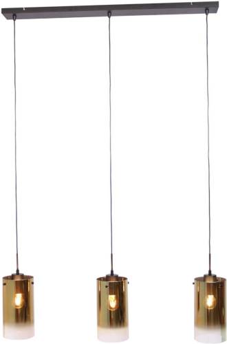 Freelight Ventotto hanglamp, zwart/goud, lengte 105 cm, 3-lamps glas