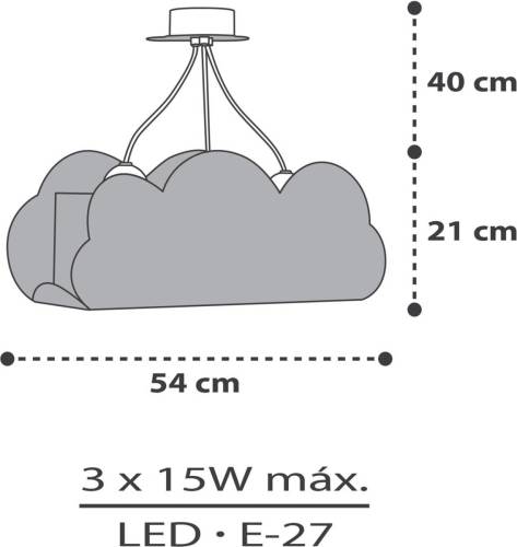 Dalber Hanglamp Cloud Grey in de vorm van een wolk, grijs