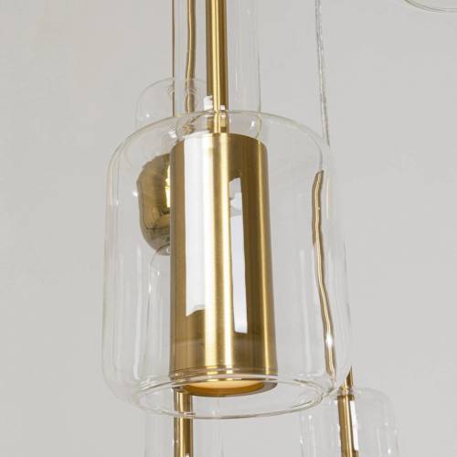 KARE Candy Bar hanglamp, goudkleurig, staal, glas, 6-lamps.