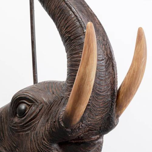 KARE Animal Elephant vloerlamp, bruin, natuurlijk linnen, 154 cm