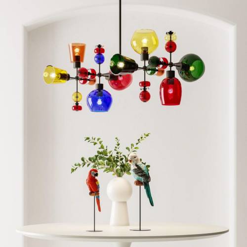 KARE Mazzo Otto hanglamp, meerkleurig glas, 8-lamps