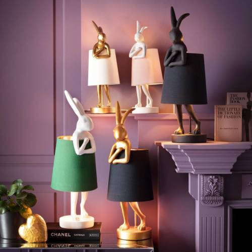 KARE Animal Rabbit tafellamp, goud/zwart, hoogte 50 cm