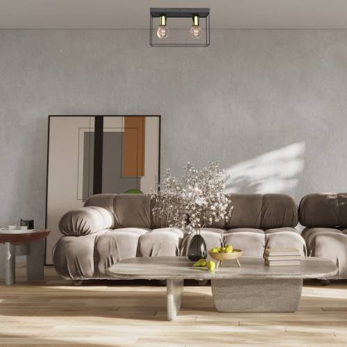 Luminex Plafondlamp Anna met metalen frames, 2-lamps