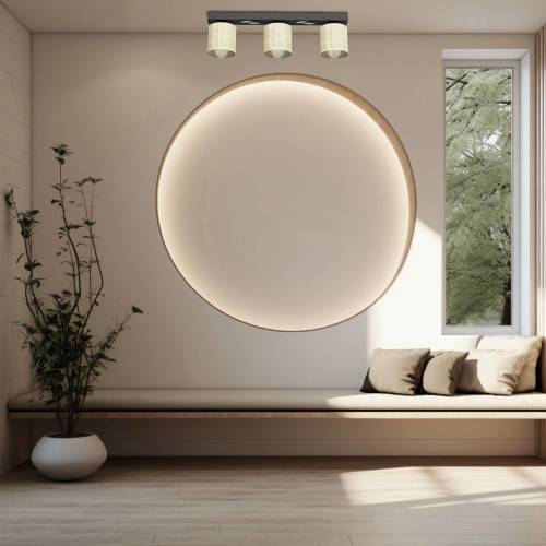 Luminex Plafondlamp Adeline rotankap 3-lamps. lang
