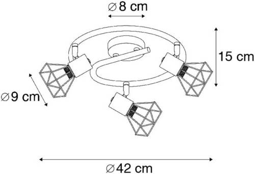 Qazqa Plafondlamp Mosh, spiraal, 3-lamps, zwart