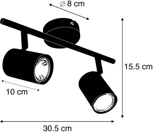 Qazqa Plafondspot Jeana, 2-lamps, zwart