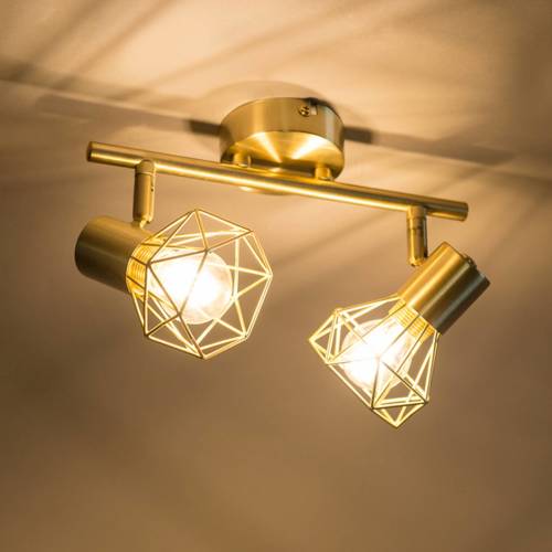 Qazqa Plafondlamp Mosh met 2 kooikappen, messing