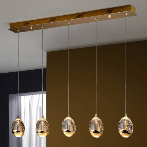 Schuller Valencia LED balkhanglamp Rocio, 5 lampen, goud