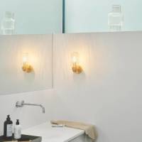 Nordlux Tutan wandlamp, metaal, glas, E14, IP44, messingkleurig