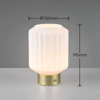 Reality Leuchten Lord LED tafellamp, messing/opaal, hoogte 19,5 cm, glas