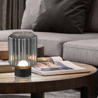Reality Leuchten Lord LED tafellamp, zwart/rook, hoogte 19,5 cm, glas