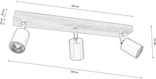 Envostar Alara Spot 3-lamps grenen grijs gebeitst