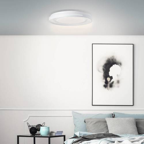 Brilliant Plafondlamp Barty, wit/chroom, Ø 48,5 cm, CCT, metaal