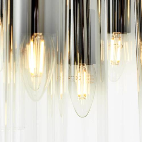 Brilliant Hanglamp Glasini, Ø 52 cm, rookgrijs, 14-lichts, glas