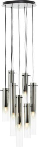 Brilliant Hanglamp Glasini, Ø 32 cm, rookgrijs, 7-lamps, glas
