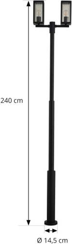 Lucande buitenlamp Siveta, 240 cm, 2-lamps, zwart, aluminium
