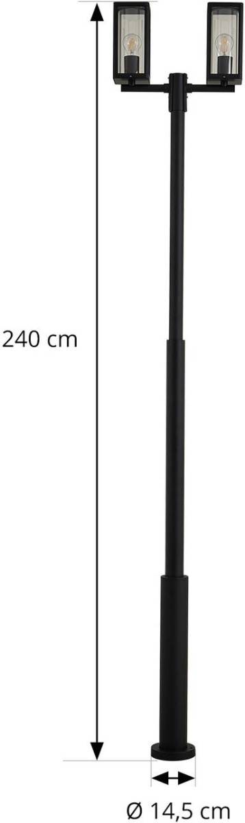 Lucande buitenlamp Siveta, 240 cm, 2-lamps, zwart, aluminium