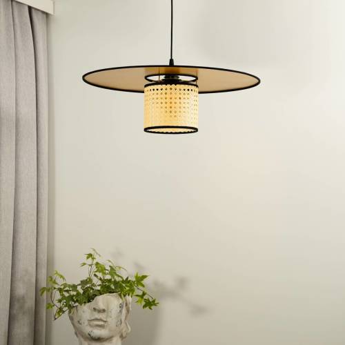 EULUNA Hanglamp Manila, goudkleurig, rotan, Ø 50 cm