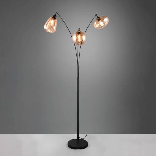 Trio Lighting Vloerlamp LUMINA, 3-lamps, zwart/oranje, glas