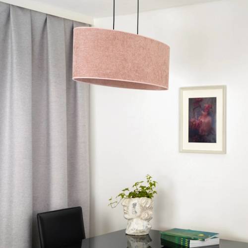 EULUNA hanglamp Celine, roze, chenille stof, lengte 80 cm