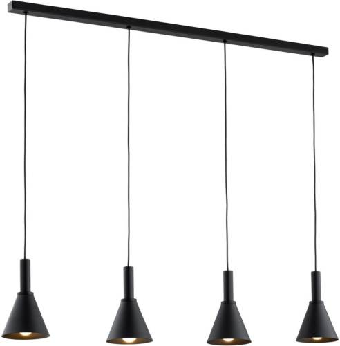 Argon Hanglamp Norte, zwart, staal, lengte 114 cm, 4-lamps