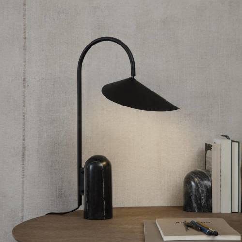 ferm LIVING fermLiving tafellamp Arum, zwart, marmer, staal, 50 cm