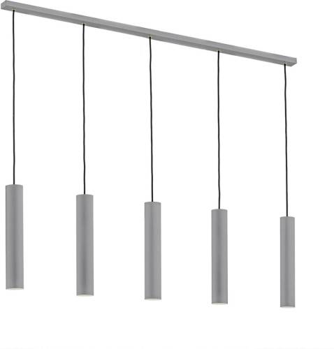 Argon Hanglamp Brenta, grijs, staal, lengte 110 cm, 5-lamps