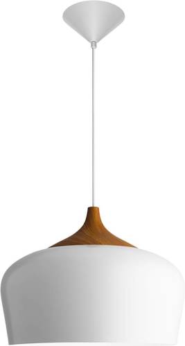 Aluminor Voltige hanglamp, wit met houtdetail