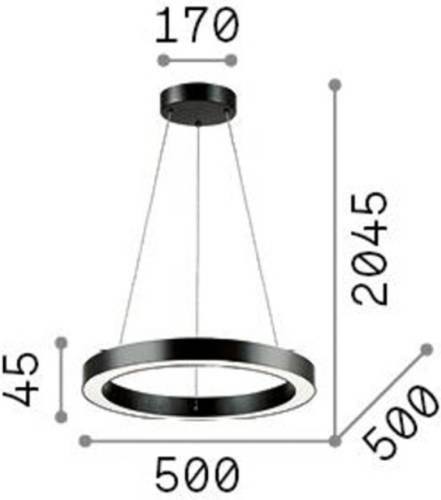 Ideallux Ideal Lux LED hanglamp Oracle, zwart, 3.000 K, Ø 50 cm