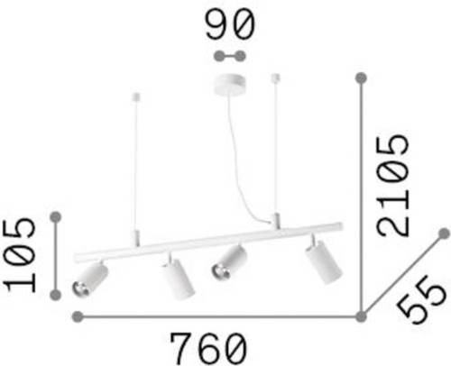 Ideallux Ideal Lux hanglamp Dynamite messing/zwart metaal 4-lamps.