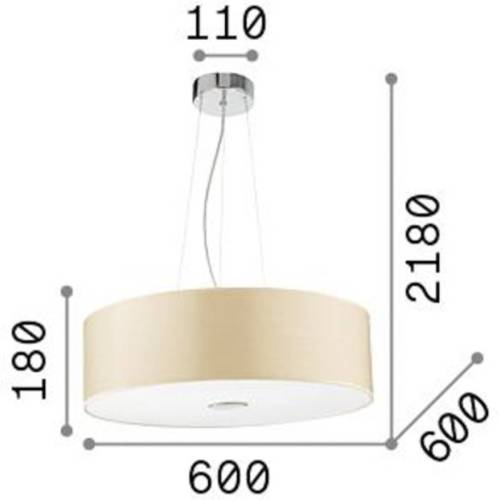 Ideallux Hanglamp Ideal Lux Woody, houtdecor, glas, Ø 60 cm