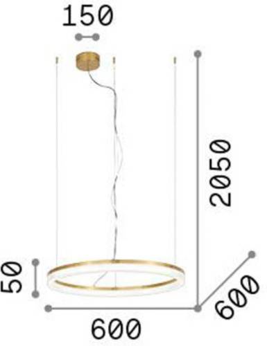 Ideallux Ideal Lux LED hanglamp Kroon Ø 60 cm, messingkleurig metaal