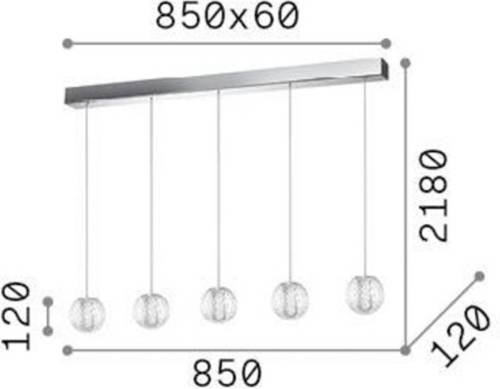 Ideallux Ideal Lux LED hanglamp Diamond 5-lamps, chroomkleurig/helder