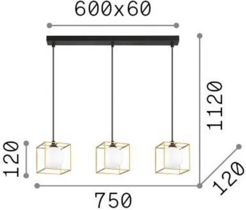 Ideallux Ideal Lux hanglamp Lingotto, 3-lamps, 3 kooien, zwart